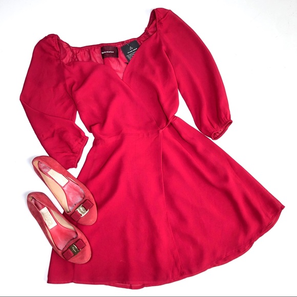 REFORMATION ♦️♦️♦️Eveleigh Lipstick red mini wrap dress ♦️ M - Picture 12 of 15